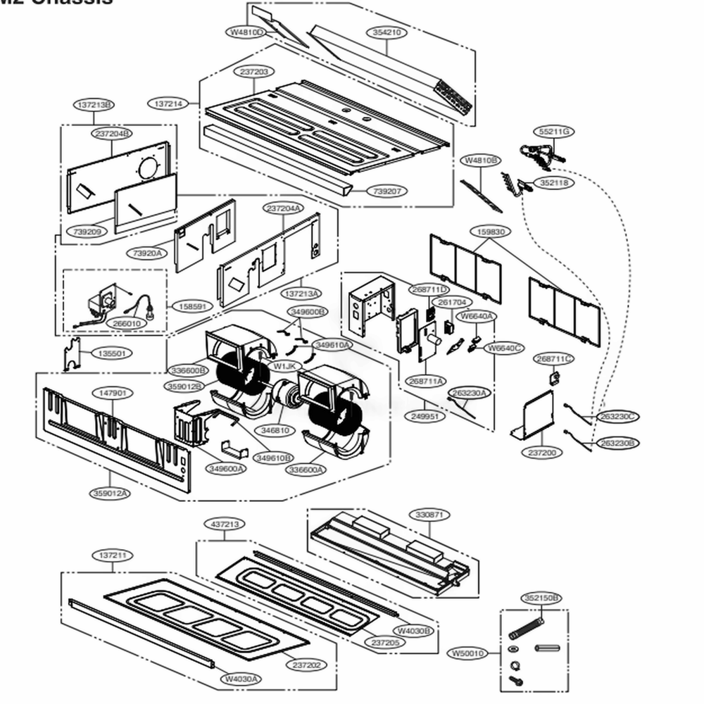 M2 Chassis Diagram and Parts List for ARNU073M2A4 ANWALUS LG Air Conditioner