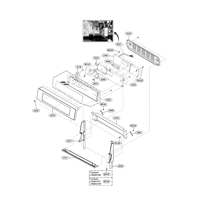 Controller Diagram and Parts List for LRE30757SW 00 LG Range