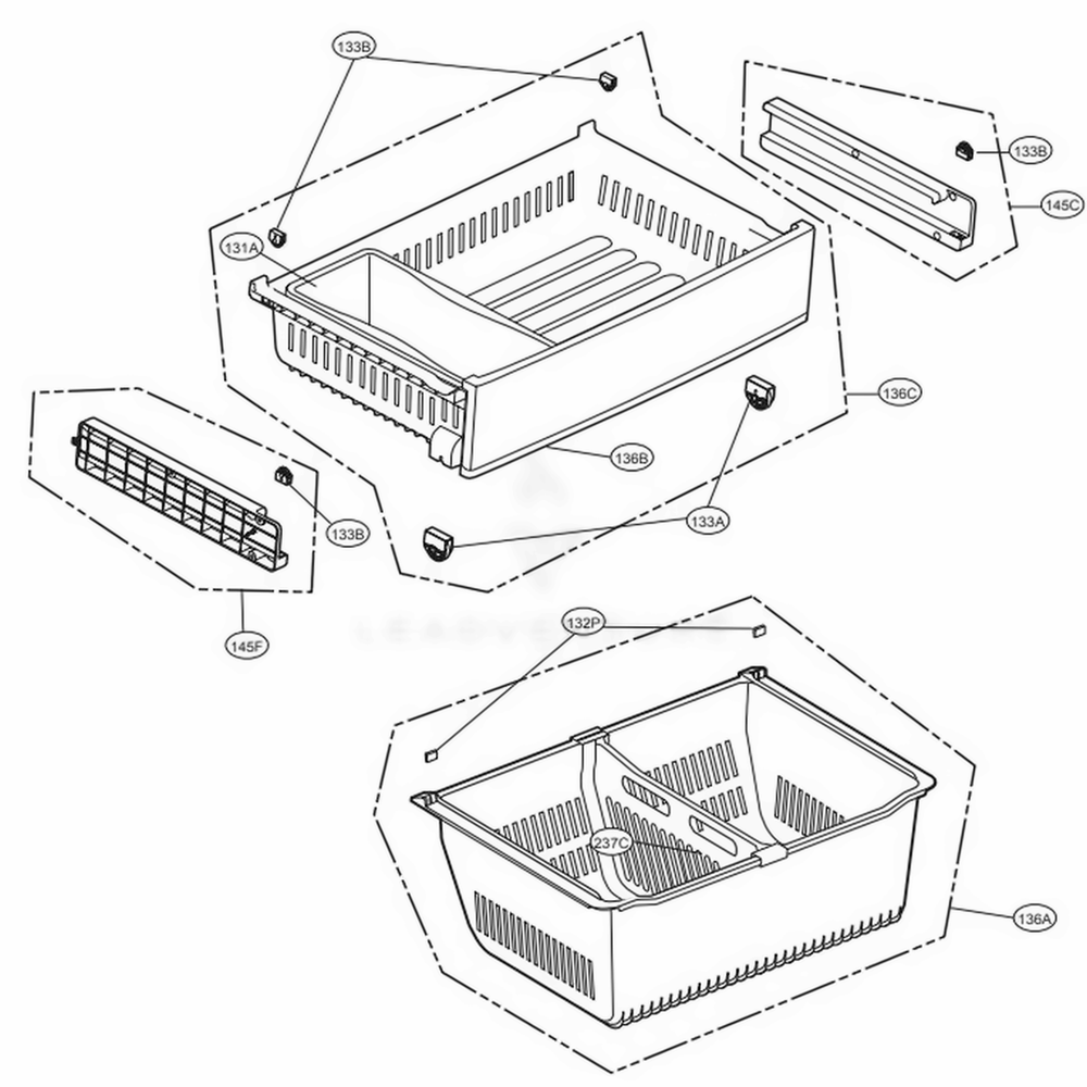 Freezer Parts Diagram and Parts List for LFC28768SW ASWCNA3 LG Refrigerator
