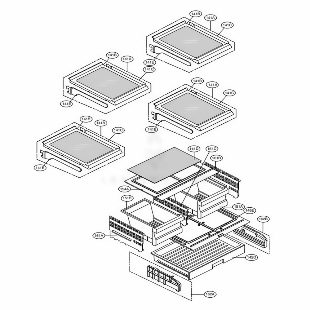 Refrigerator Parts Diagram and Parts List for LFX25973D ASBCNA0 LG Refrigerator