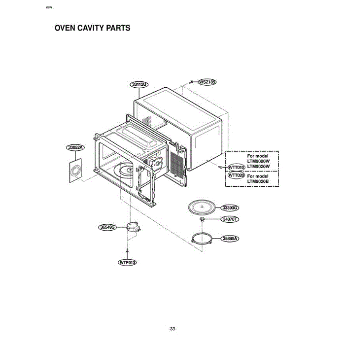 Section 1 Diagram and Parts List for LTM9020B AB1ELGA LG Microwave Oven Combo