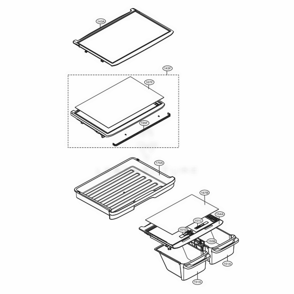 Refrigerator Parts Diagram and Parts List for LTCS20220W ASWCNA1 LG Refrigerator