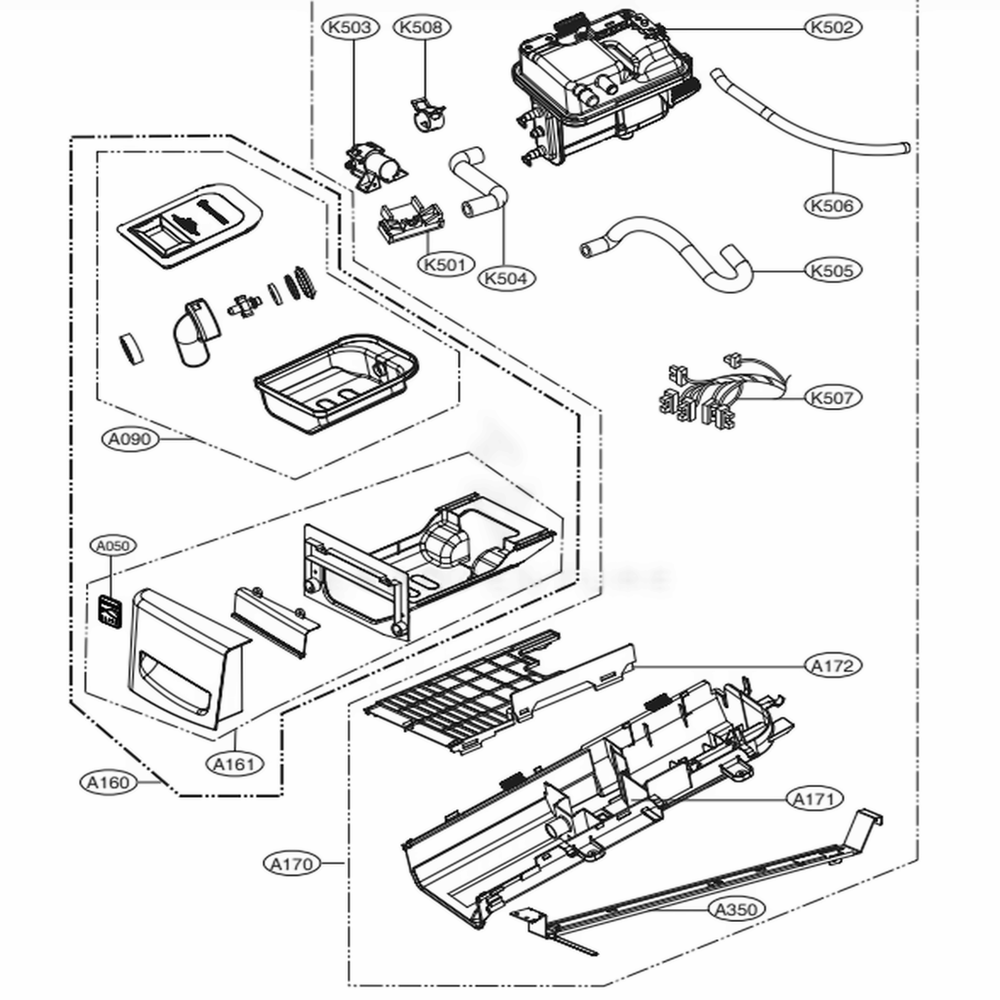 Panel Drawer Assembly And Guide Assembly Diagram and Parts List for 91382 ABWESEU LG Dryer