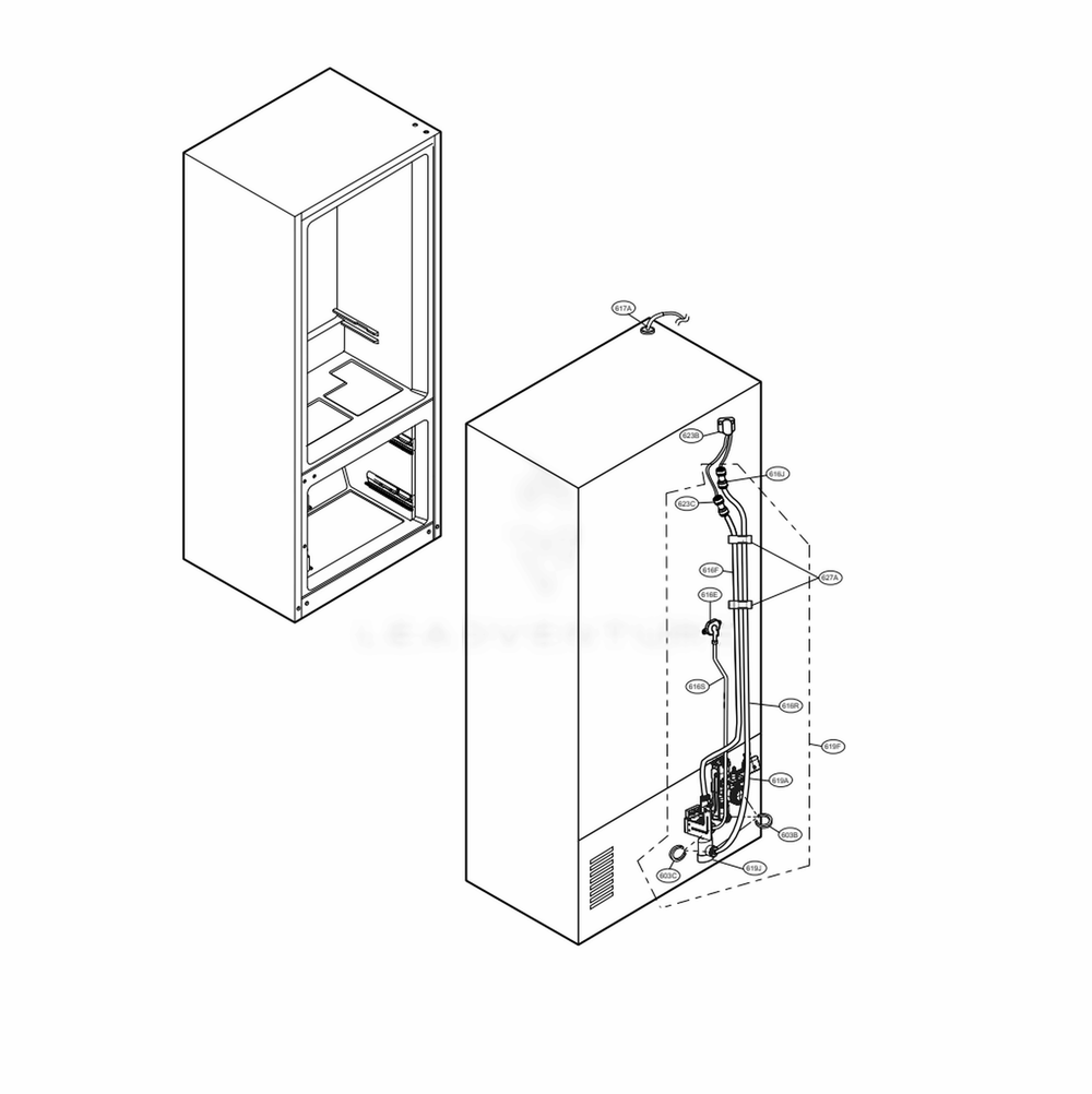Valve And Water Tube Parts Diagram and Parts List for LRFXC2406D ASBCNA1 LG Refrigerator
