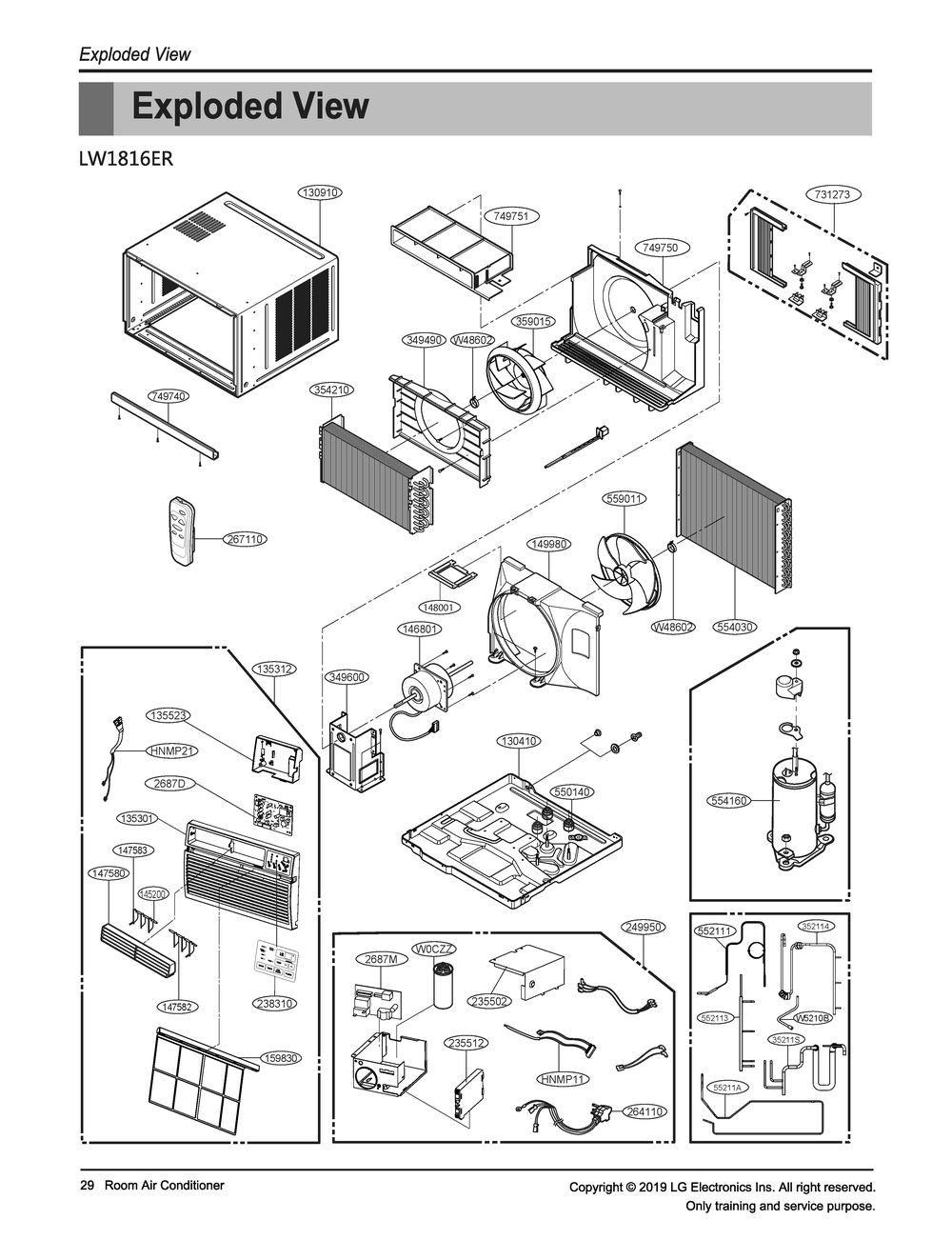 Diagram 1 Diagram and Parts List for W3NC18TNCE2 AT3AYOW LG Air Conditioner