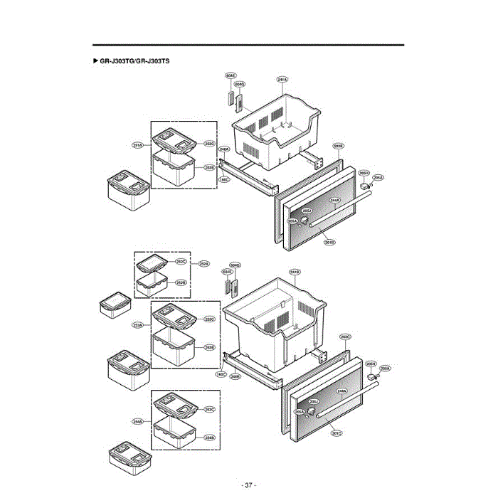 Section 3 Diagram and Parts List for GR-J303TS ATSCGCR LG Refrigerator