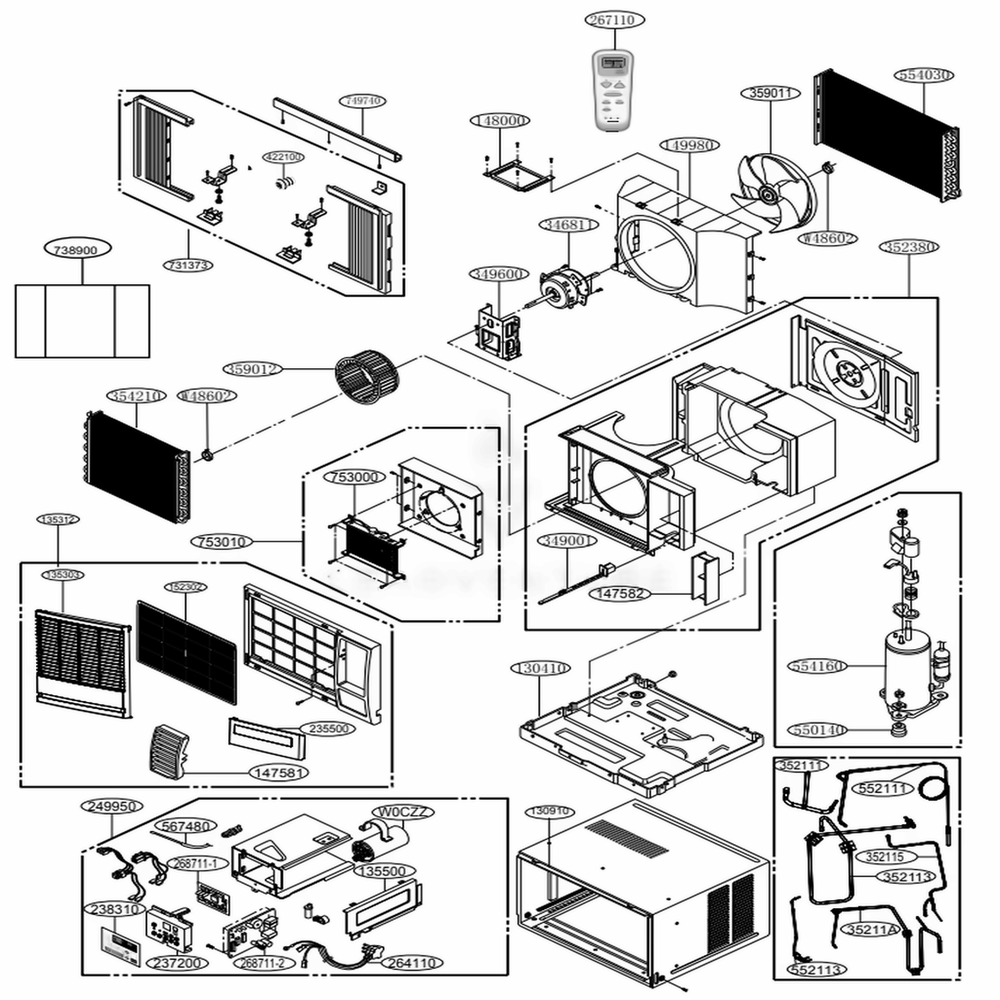 Main Diagram and Parts List for EP12G33B ASWAFRD LG Air Conditioner