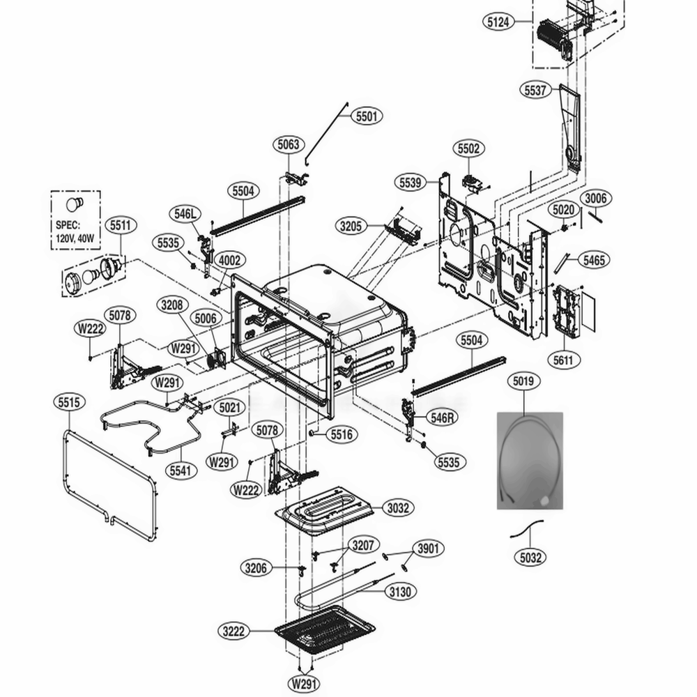 Upper Cavity Parts Diagram and Parts List for LTE4815BD ABDLLGA LG Range