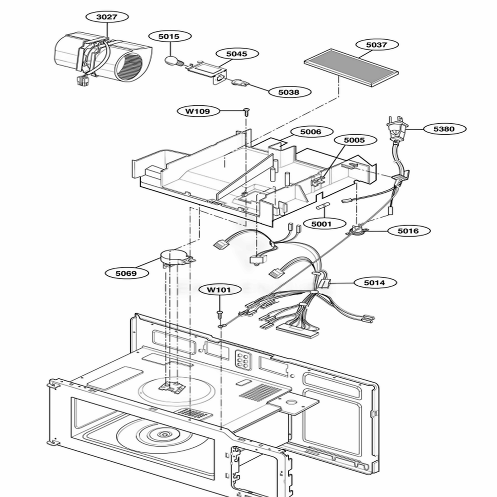 Interior Parts 2 Diagram and Parts List for MH6150XMT AB7EWRP LG Range