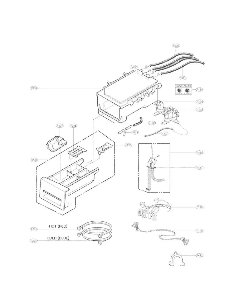 Dispenser Assembly Parts Diagram and Parts List for WM3470HWA 00 LG Washer