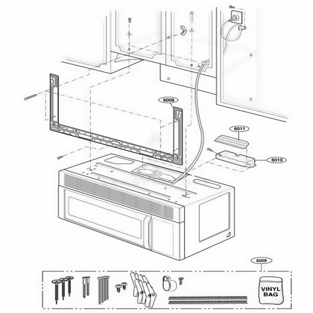 Installation Parts Diagram and Parts List for 80002 CWHESEA LG Range