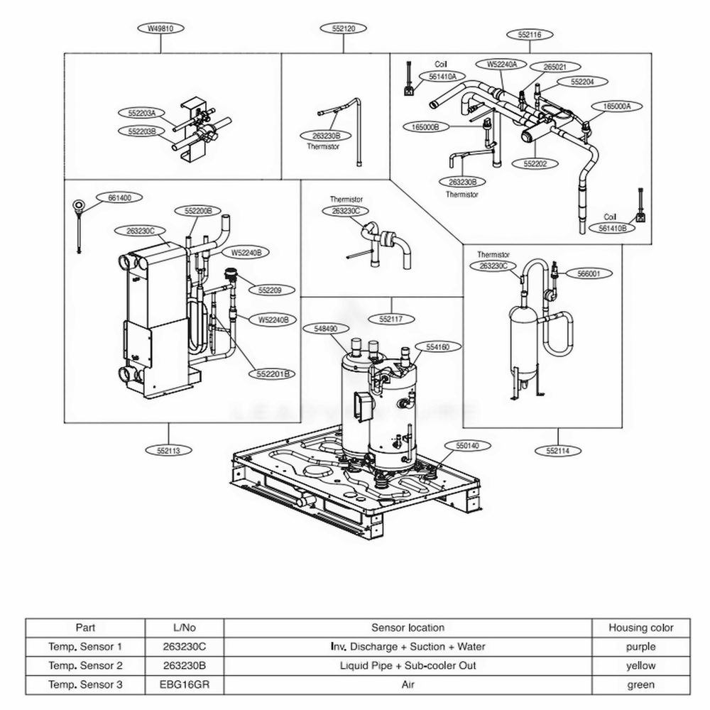 Cycle Part Diagram and Parts List for ARWN121BAS4 AWGBLUS LG Air Conditioner