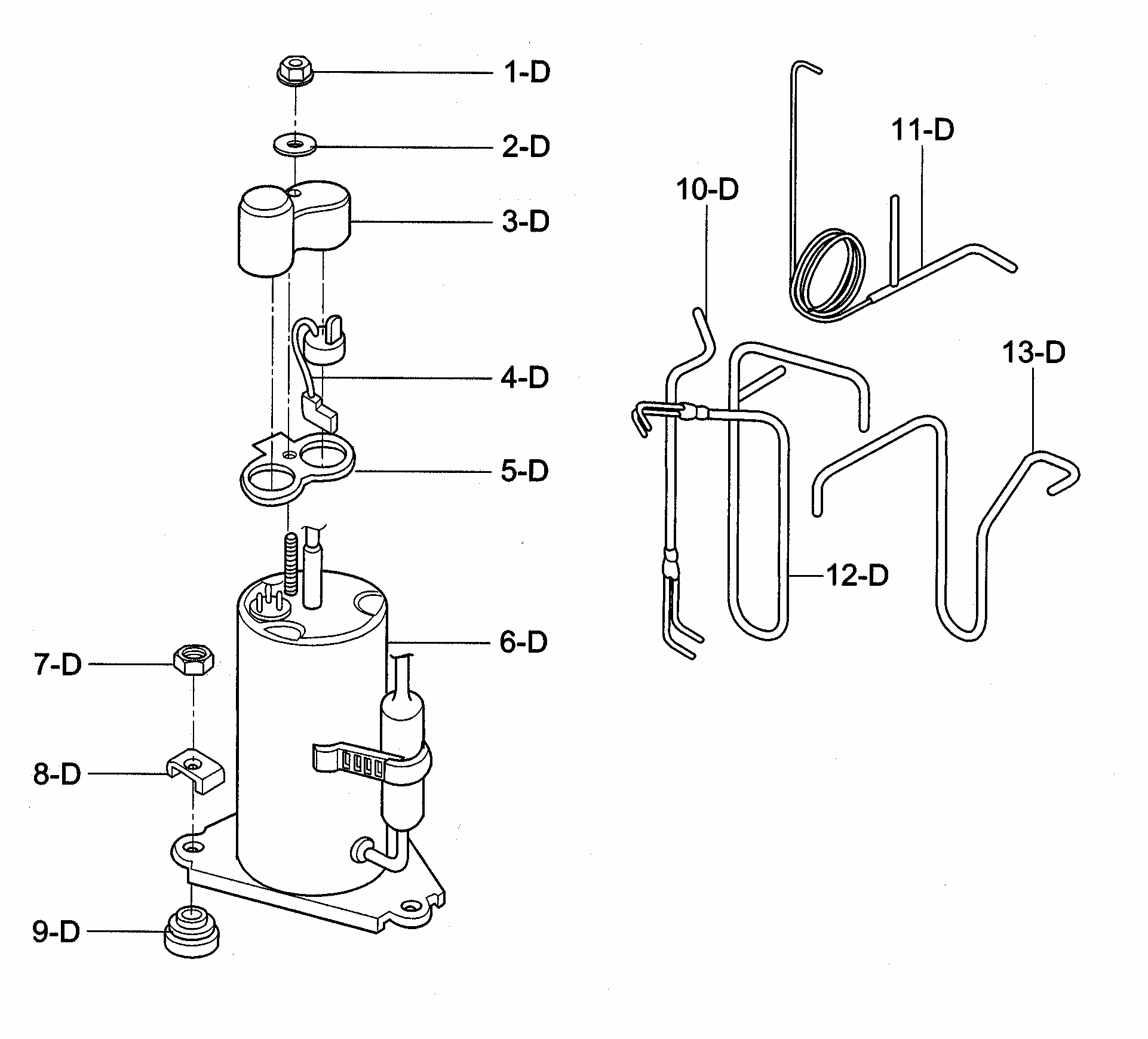 Compressor Parts Diagram and Parts List for 58073053200  Kenmore Air Conditioner