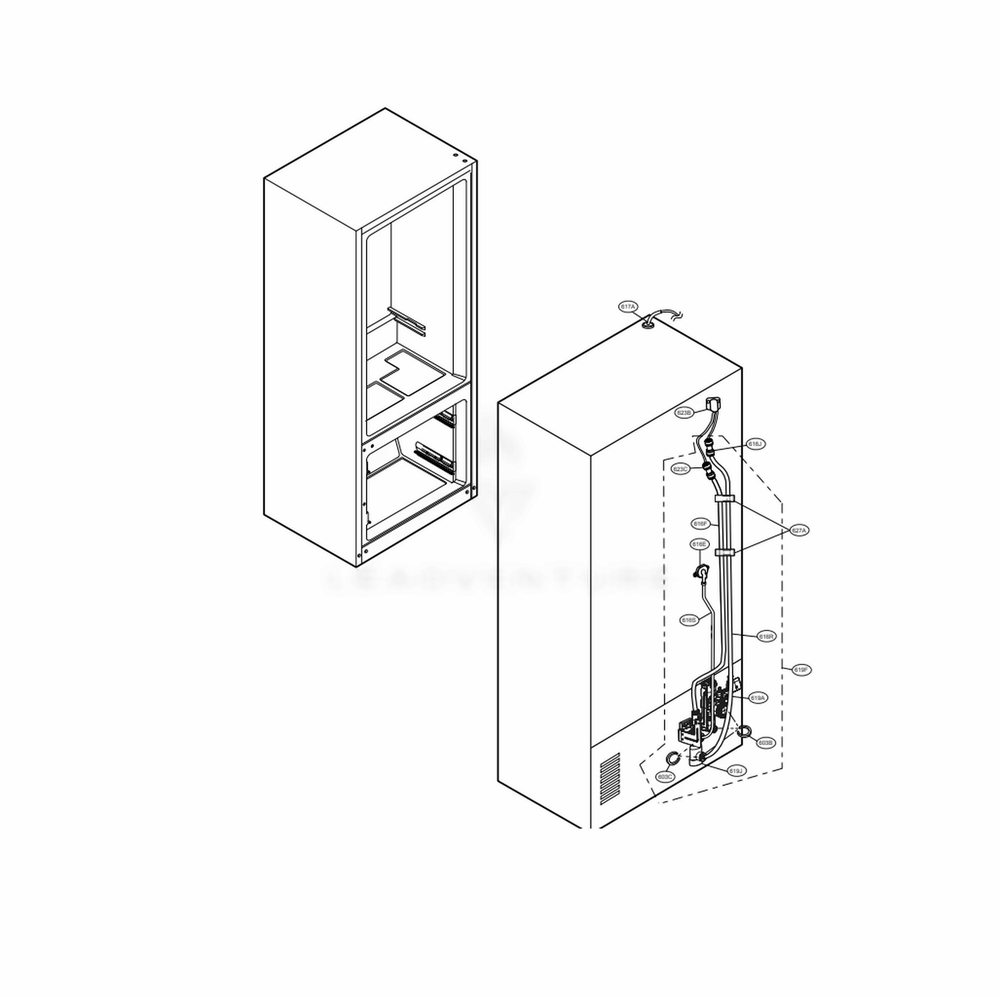 Valve And Water Tube Parts Diagram and Parts List for LRFXC2406S ASTCNA0 LG Refrigerator