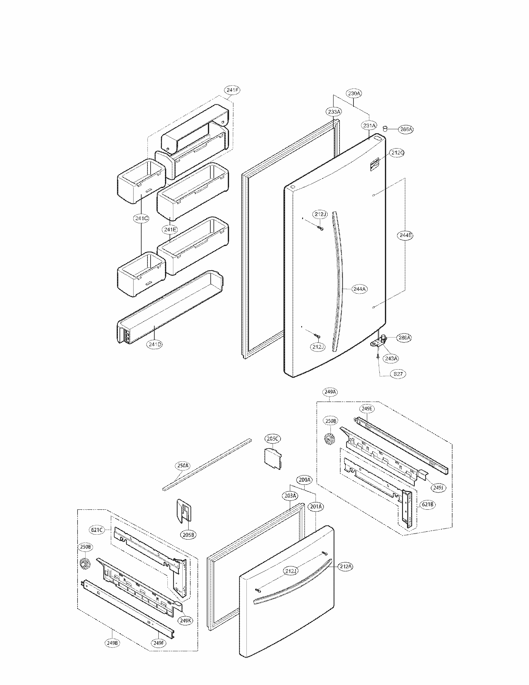 Door Parts Diagram and Parts List for 79578092901  Kenmore Refrigerator