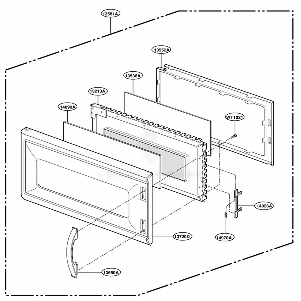 Door Parts Diagram and Parts List for MH7130XEB0 BKEWRP LG Range