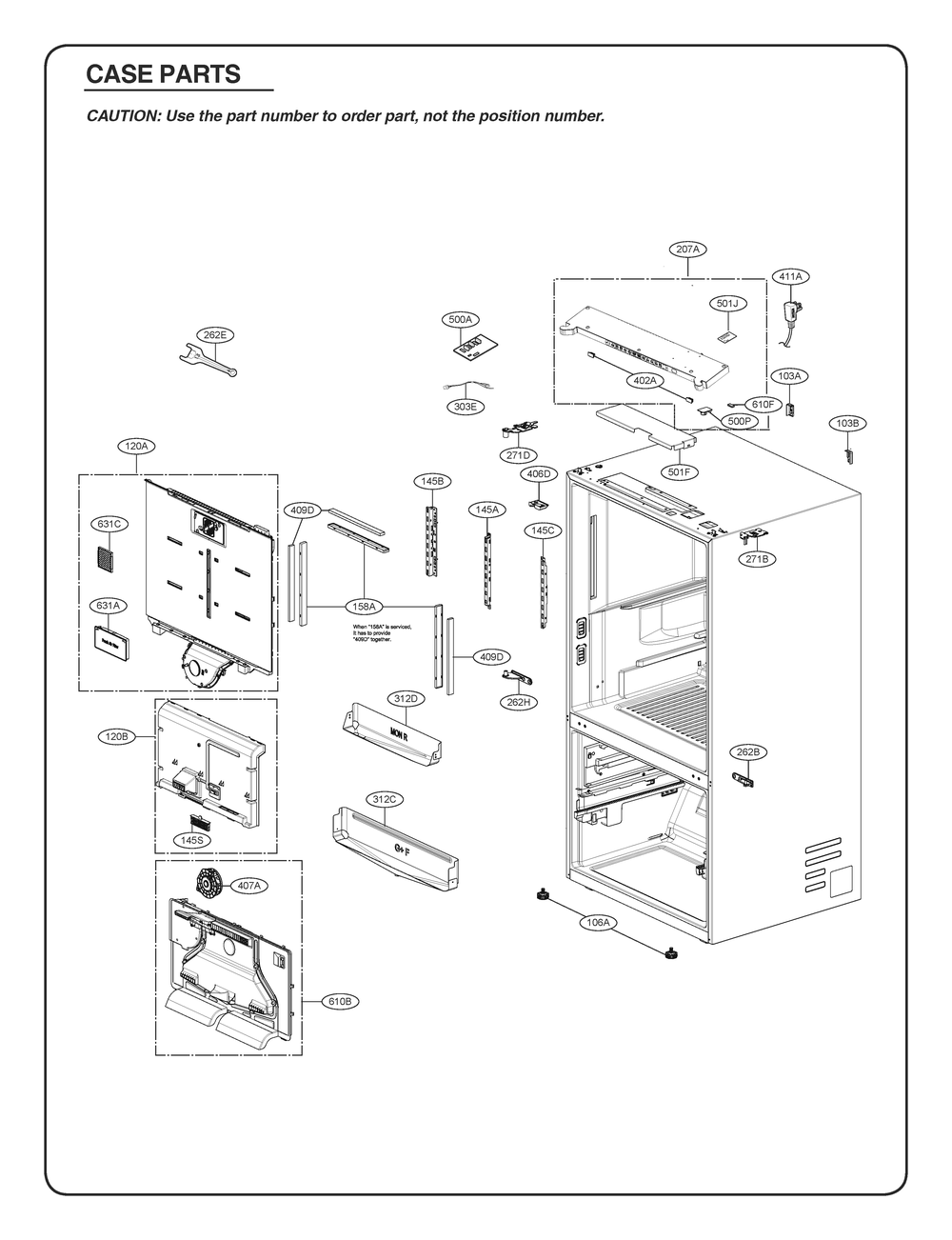 Case Parts Diagram and Parts List for GR-L308KSRM ASTCSE0 LG Refrigerator