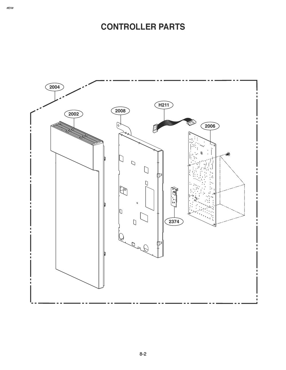 Controller Parts Diagram and Parts List for MVEL2033D CBDELGA LG Microwave