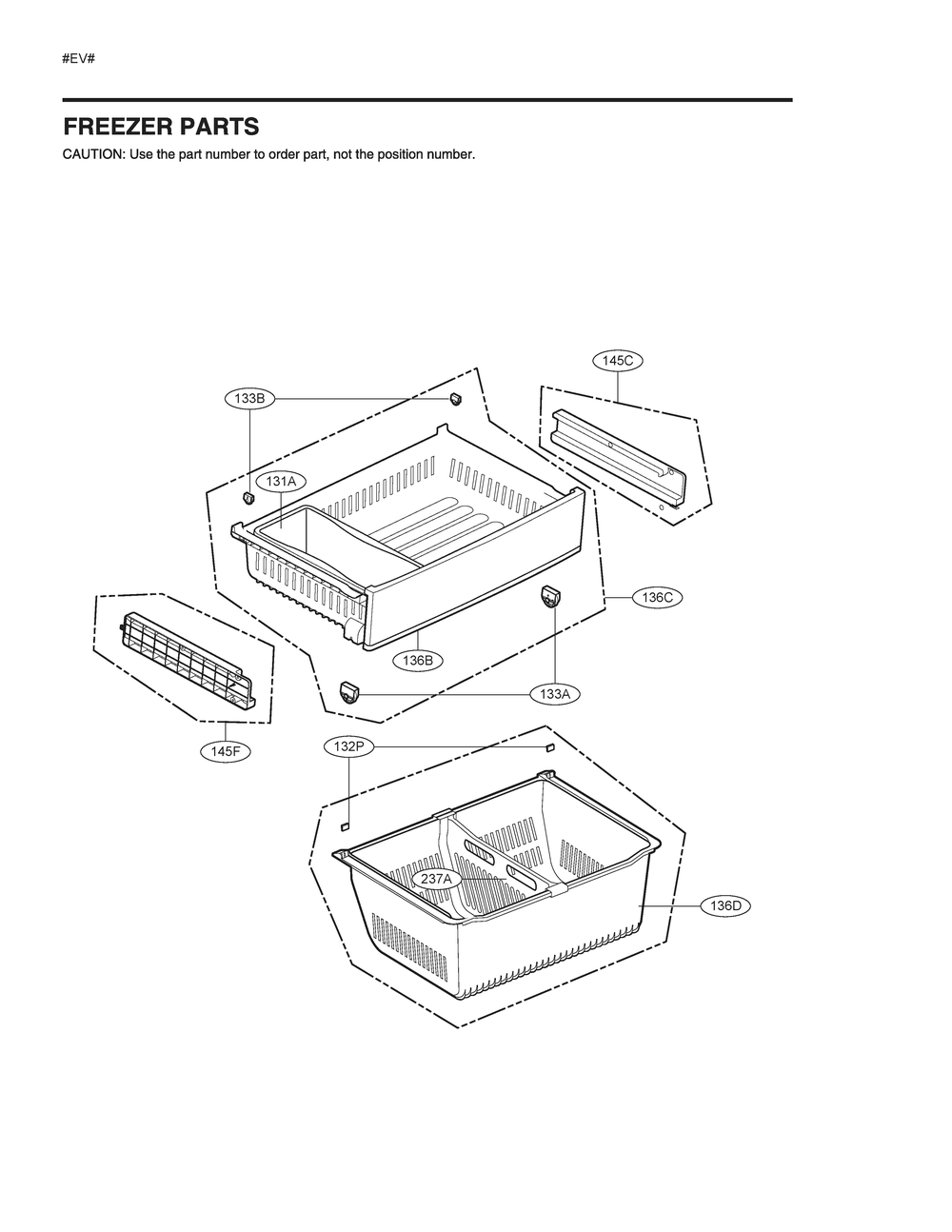 Freezer Parts Diagram and Parts List for GM-L288NSXM ASTCNA2 LG Refrigerator