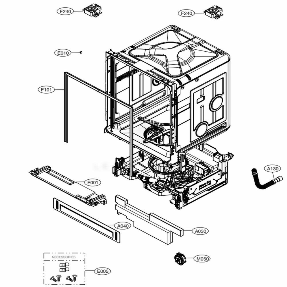 Main Diagram and Parts List for LDT7797BM ABMEEUS LG Dishwasher