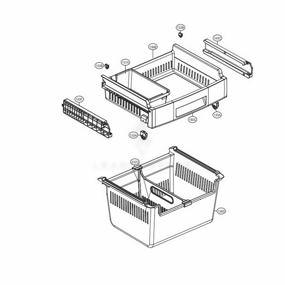 Freezer Parts Diagram and Parts List for LFDS22520S ASTCNA0 LG Refrigerator