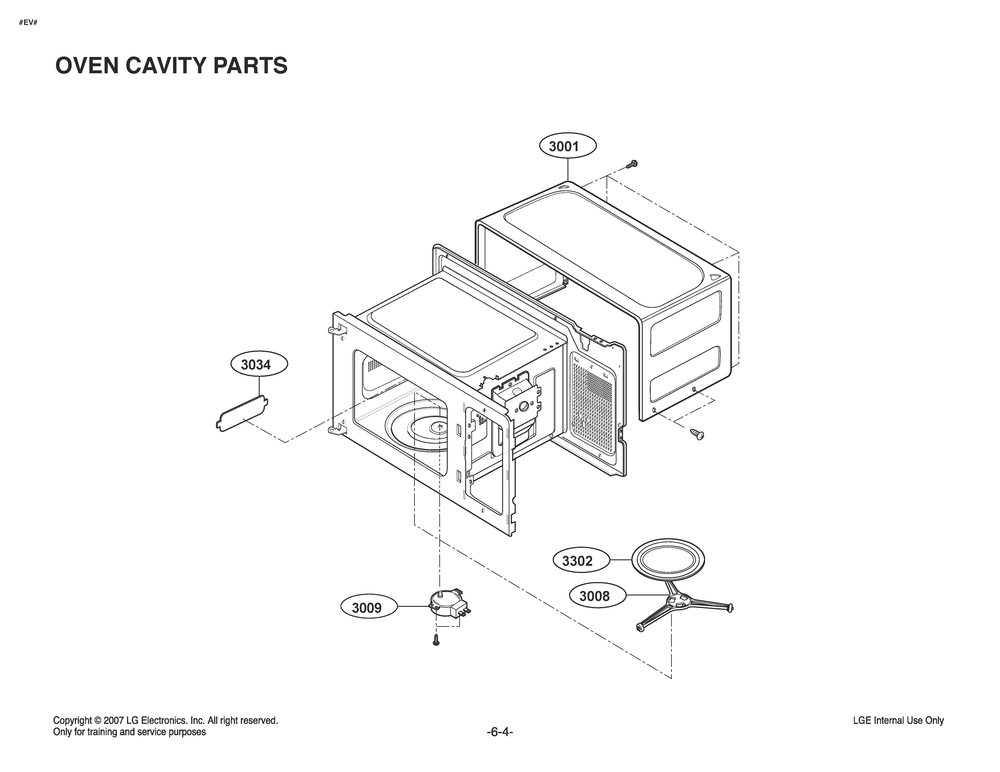 Oven Cavity Parts Diagram and Parts List for MS2042D CBKPLGN LG Miscellaneous