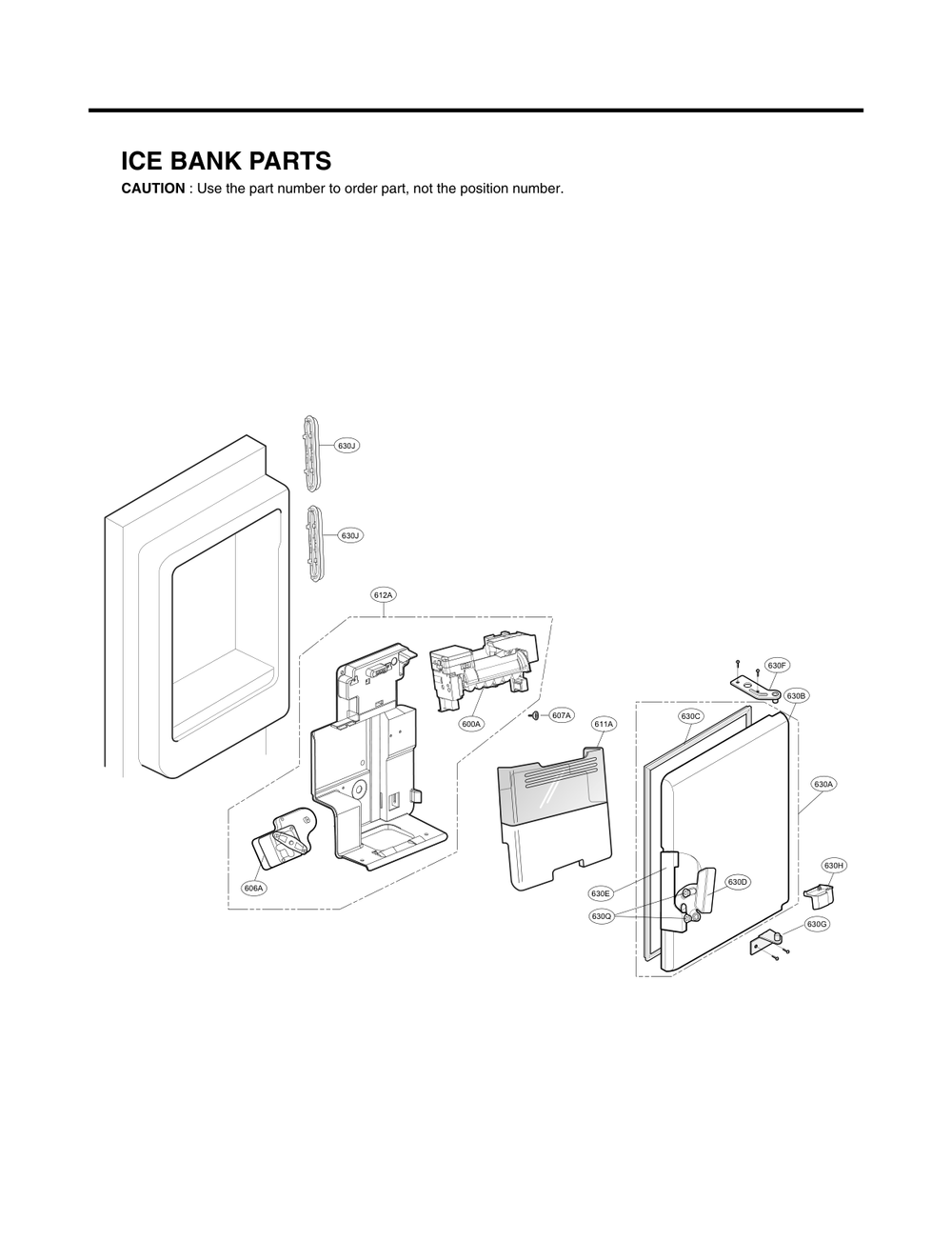 Ice Bin Parts Diagram and Parts List for GC-L218VSXZ ASTCNA5 LG Refrigerator
