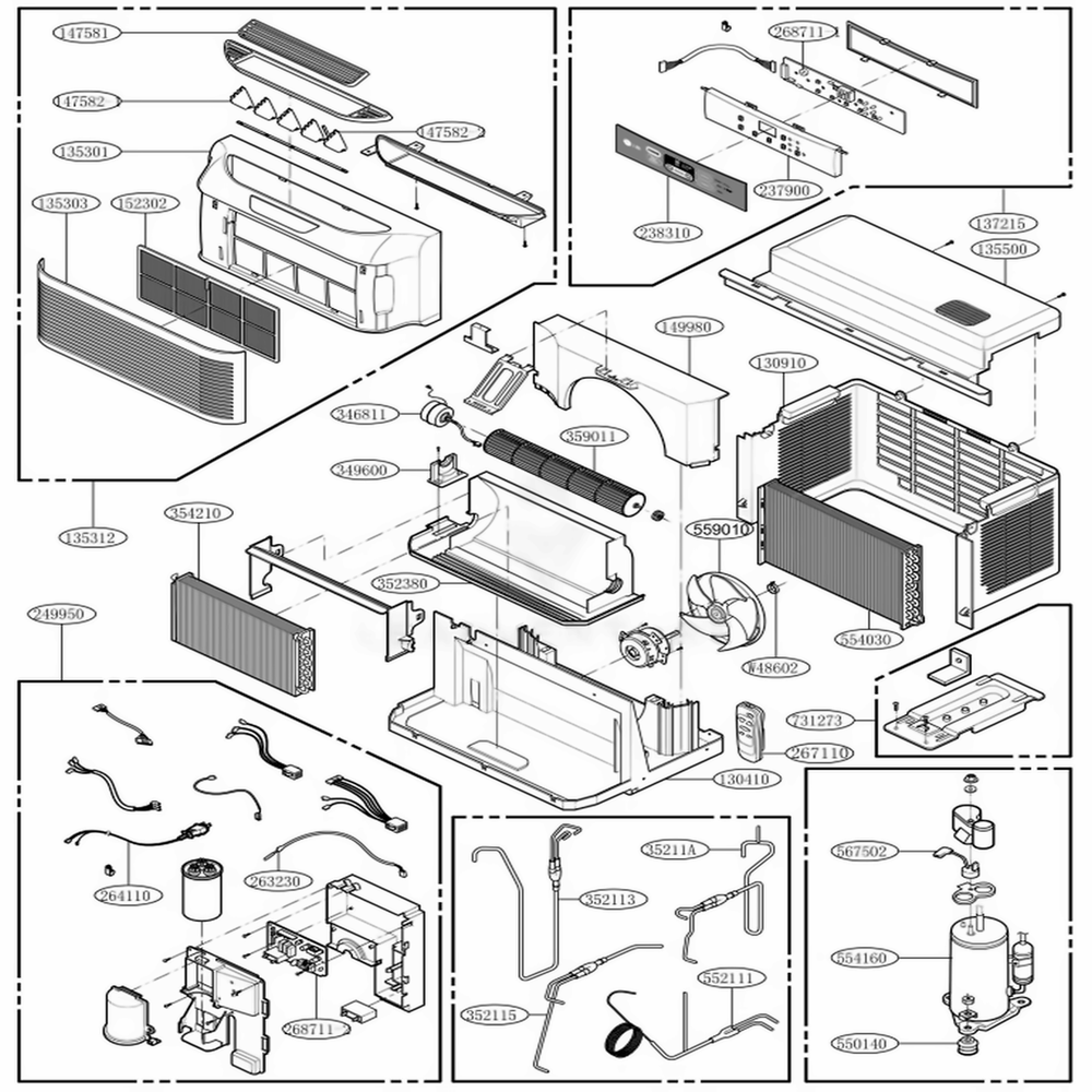 Main Diagram and Parts List for LP6011ER AWYAUSL LG Air Conditioner