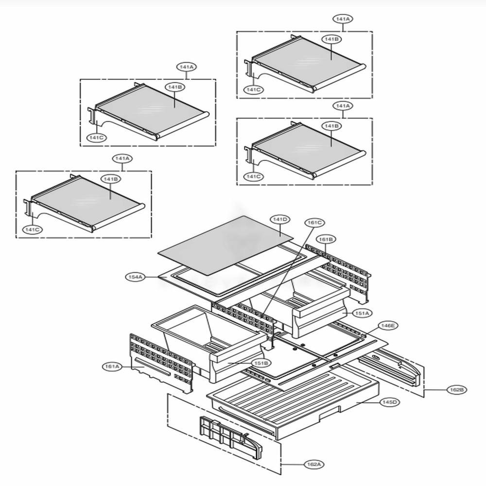 Refrigerator Parts Diagram and Parts List for 71604 ABICSE3 LG Refrigerator