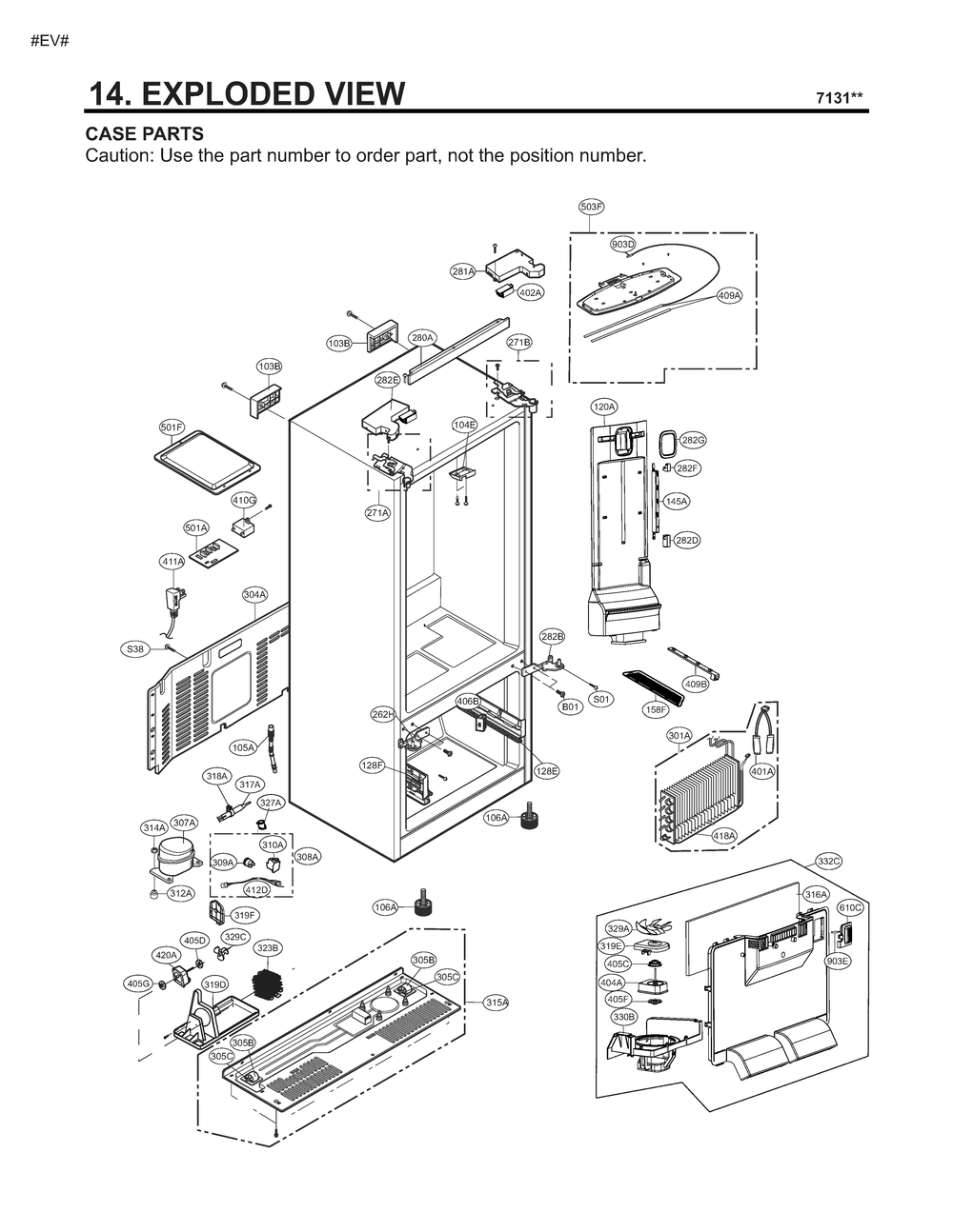 Case Parts Diagram and Parts List for GM-B243RQNM ABICSE3 LG Refrigerator