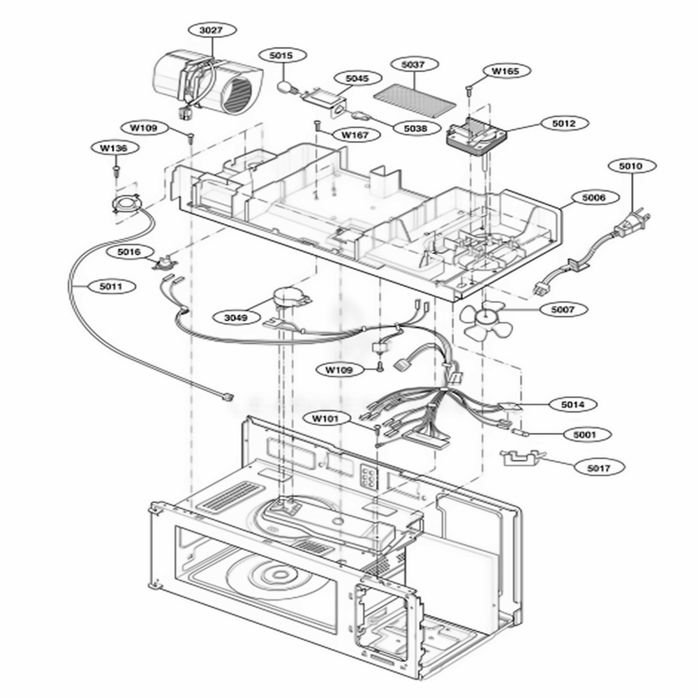 Interior Parts 2 Diagram and Parts List for 62774 ABSESEA LG Microwave