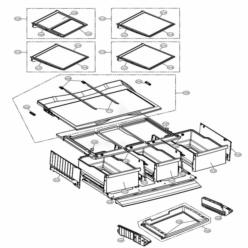 Refrigerator Parts Diagram and Parts List for LFXS32736D ASBCNA0 LG Refrigerator