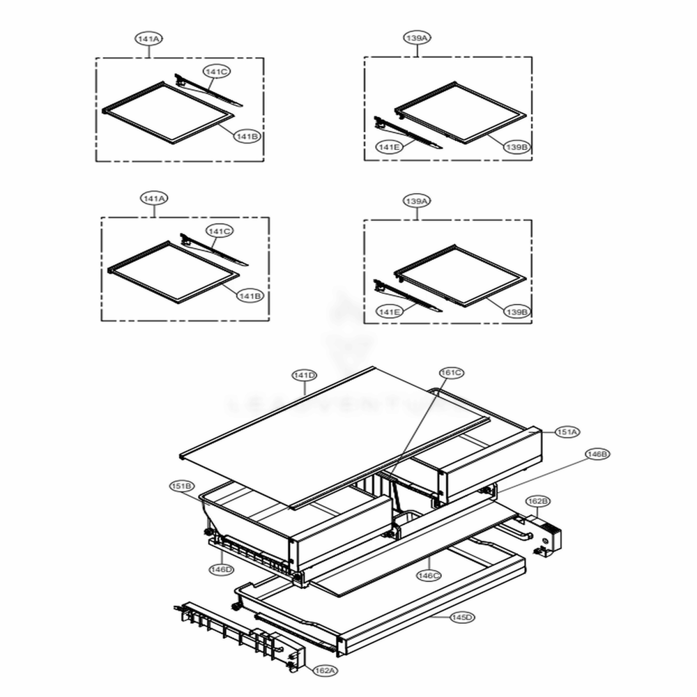 Refrigerator Parts Diagram and Parts List for LFXC22596S ASTCNA2 LG Refrigerator