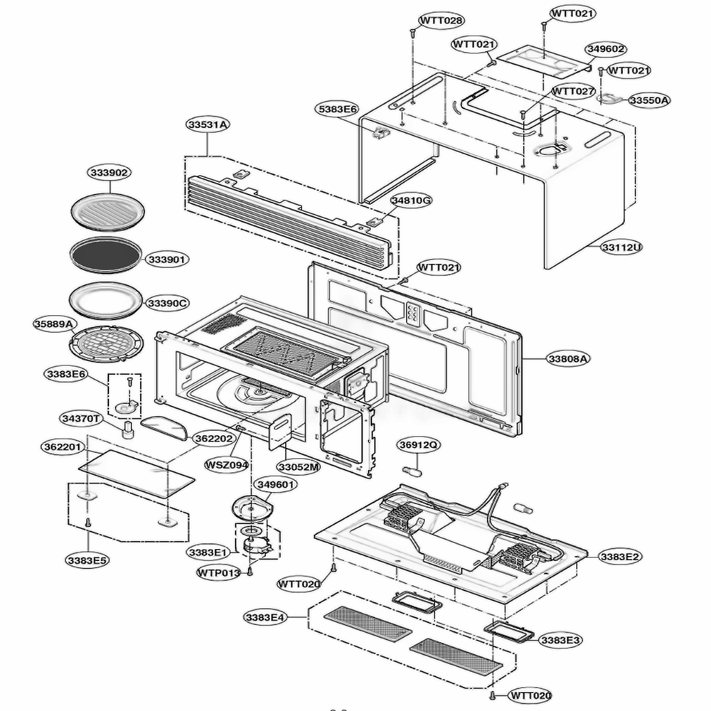 Oven Cavity Parts Diagram and Parts List for SCA2000BWW AWHEGEU LG Range