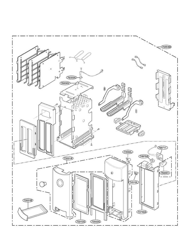 Toaster Parts Diagram and Parts List for LTM9000ST-01  LG Microwave