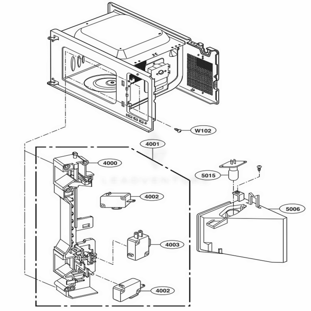 Latch Board Parts Diagram and Parts List for LSRM2010ST CSBESTD LG Wall Oven