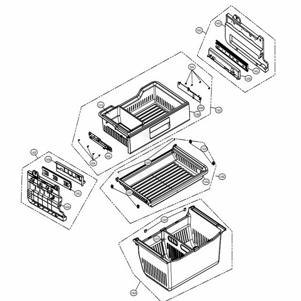 Freezer Parts Diagram and Parts List for 79983 ASTCSE1 LG Refrigerator