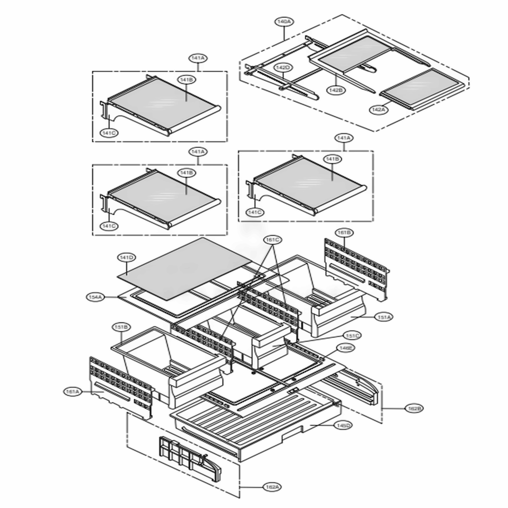 Refrigerator Parts Diagram and Parts List for LFC21776ST ASTCNA7 LG Refrigerator
