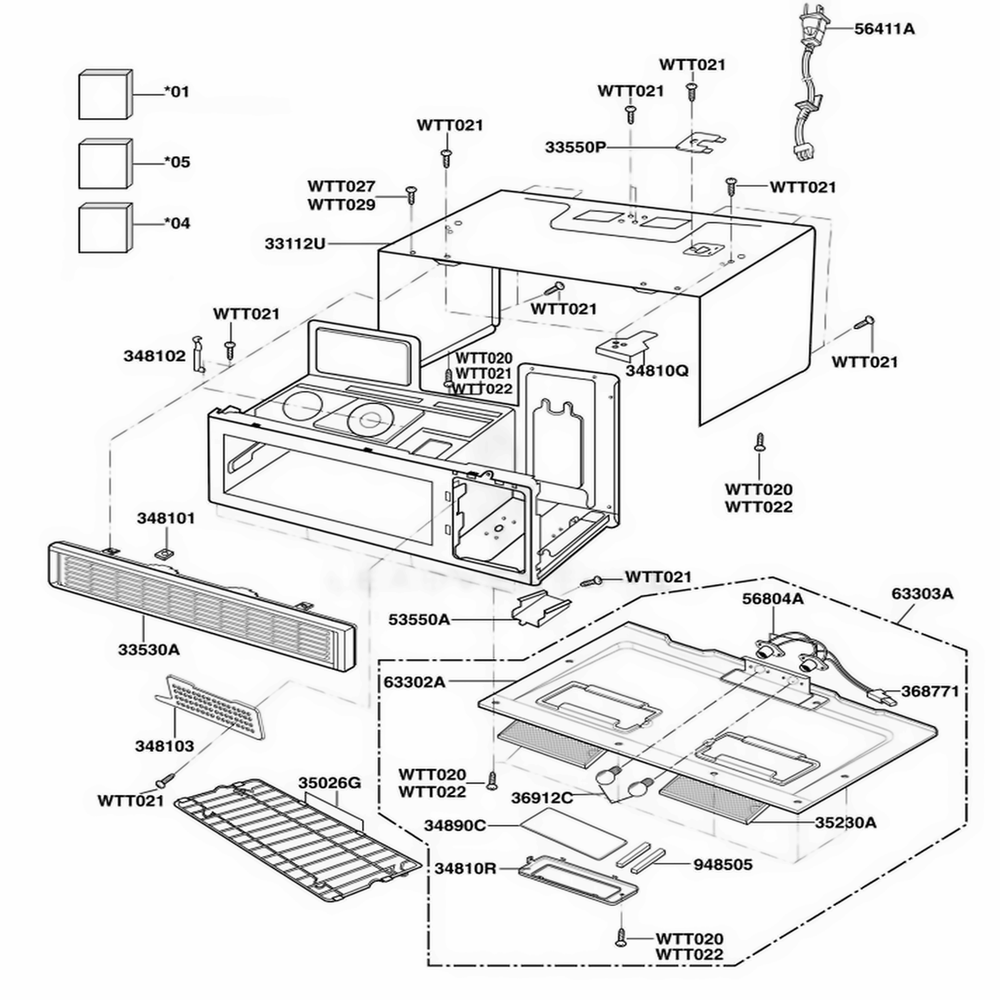 Oven Cavity Parts Diagram and Parts List for ACO1180AB ABKEAMA LG Range