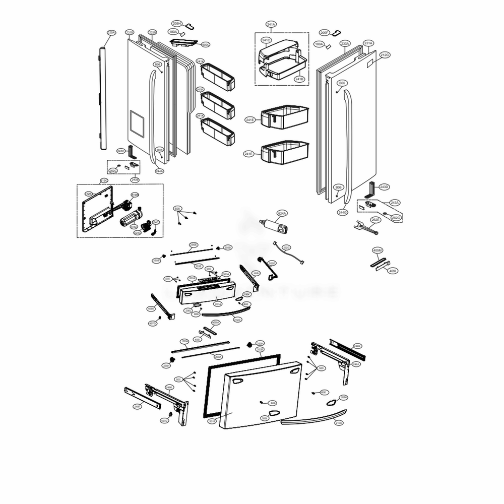 Door Parts Diagram and Parts List for LMXS30756S ASTCNA0 LG Refrigerator