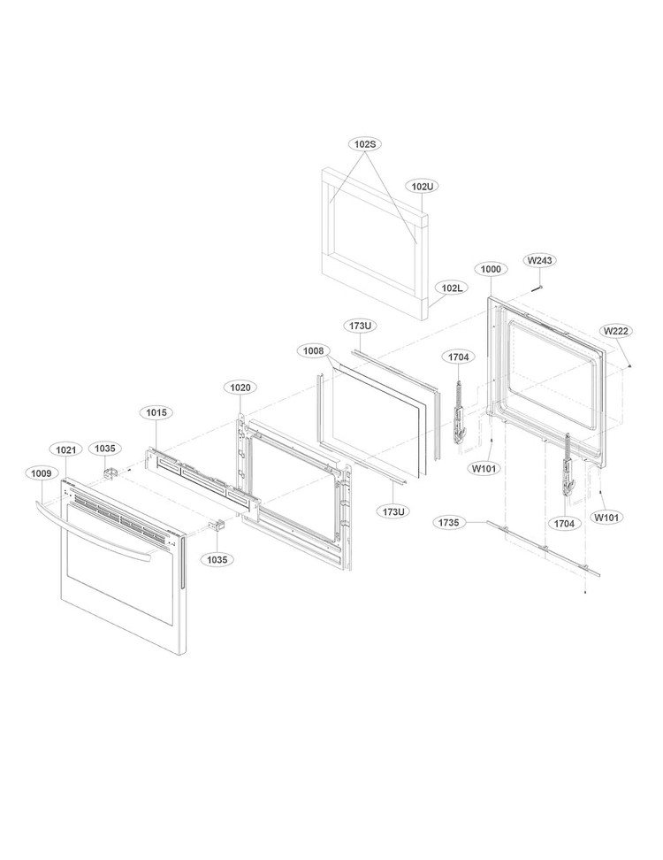 Door Parts Diagram and Parts List for LRG4113ST  LG Range