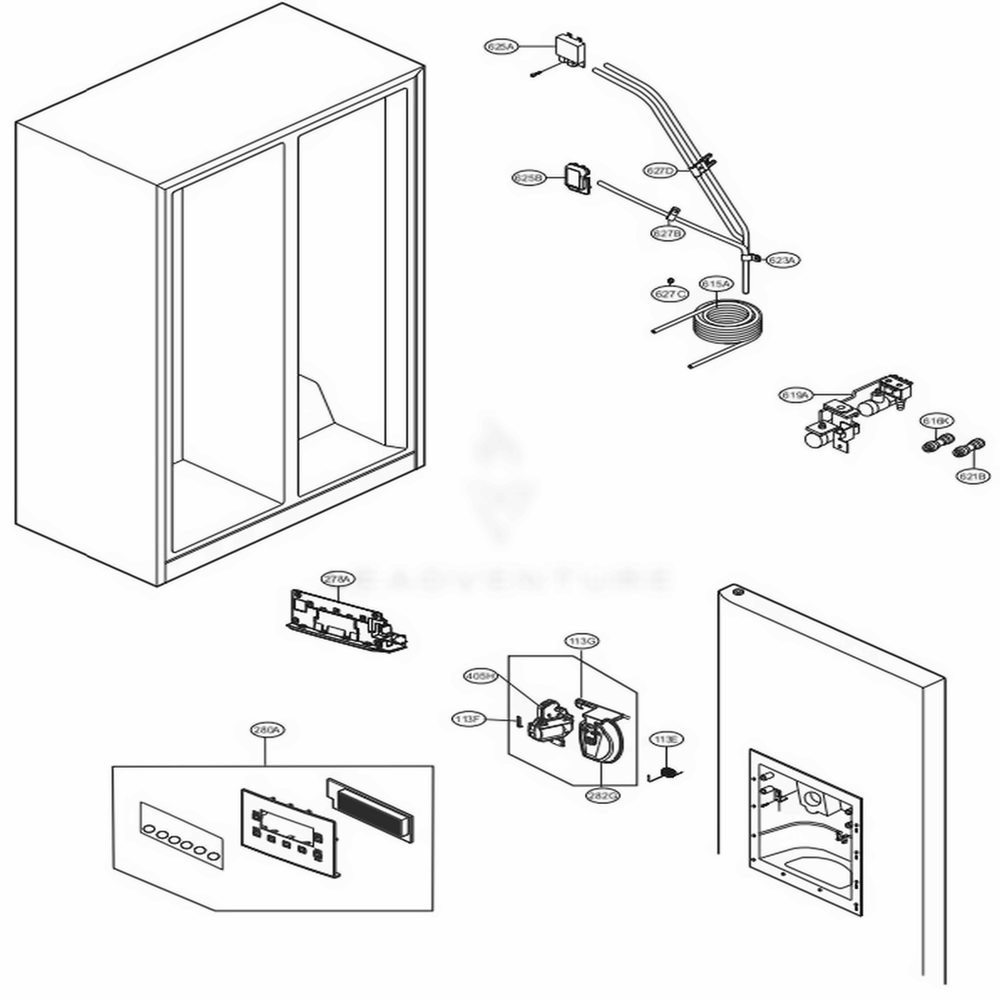 Ice And Water Parts Diagram and Parts List for LSXS22423B AWBCNA1 LG Refrigerator