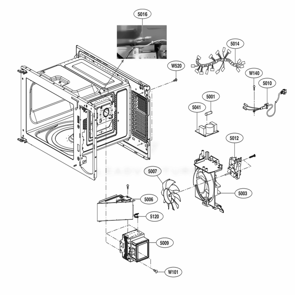 Interior Parts Diagram and Parts List for LMC0975SW CWHEBBY LG Wall Oven