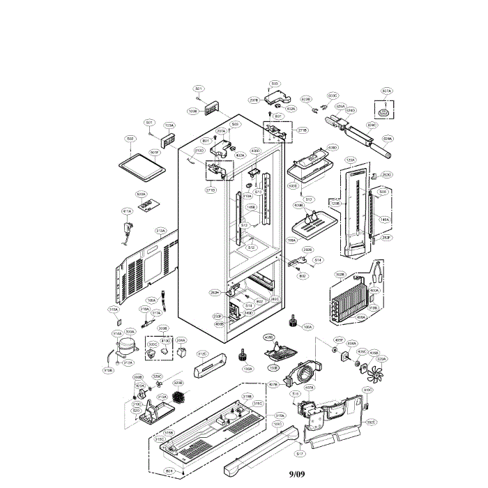 Case Diagram and Parts List for LFX25961AL 00 LG Refrigerator