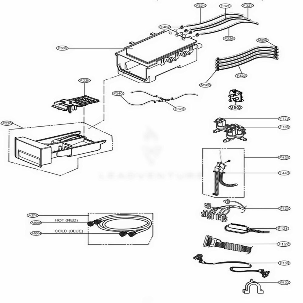 Dispenser Assembly Diagram and Parts List for GCWF1069CD1 ABWEELC LG Washer