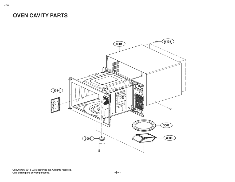 Oven Cavity Parts Diagram and Parts List for MS2096HSS CSSESGN LG Microwave