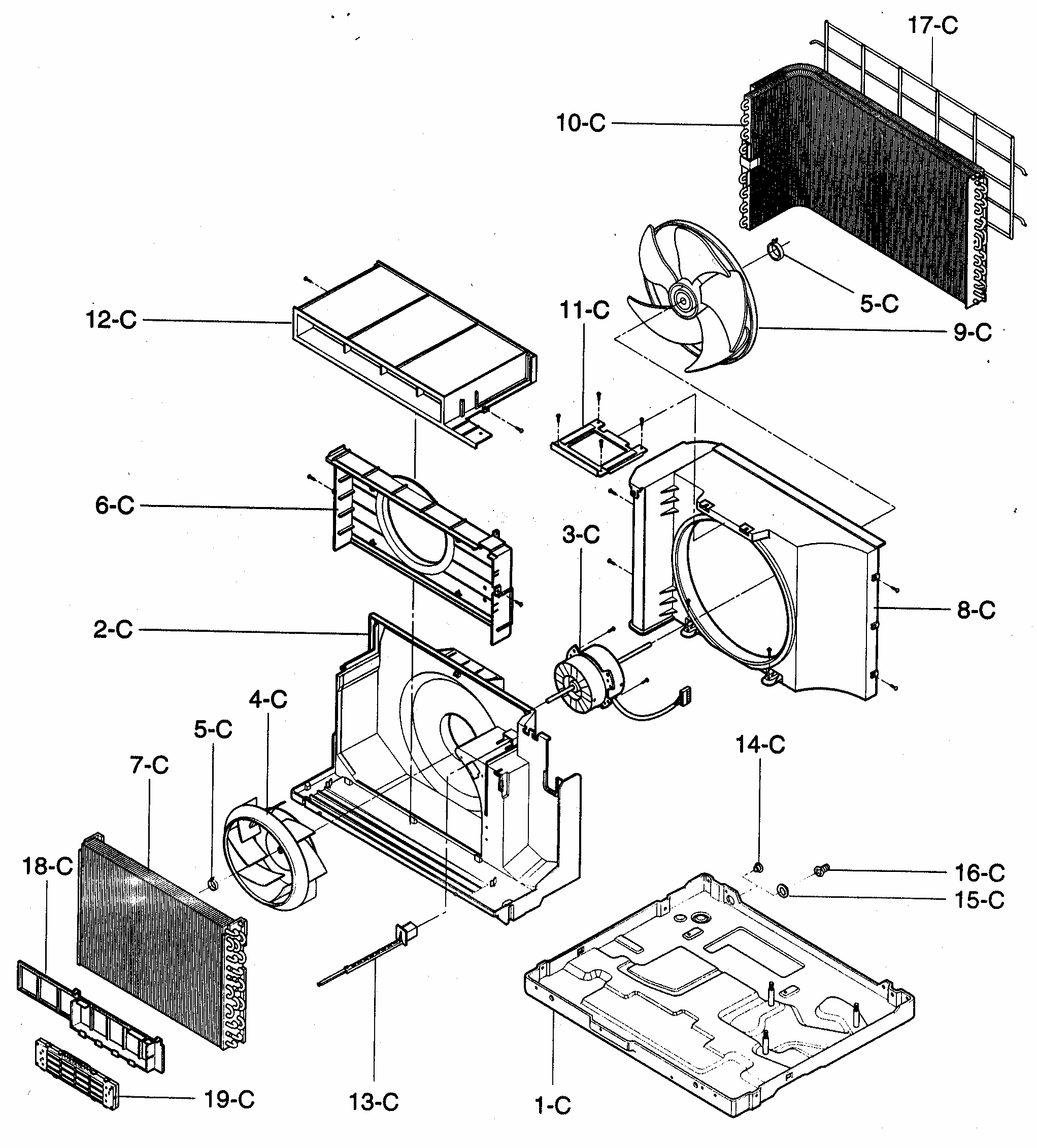 Air Handling/cycle Parts Diagram and Parts List for 58076129300  Kenmore Air Conditioner