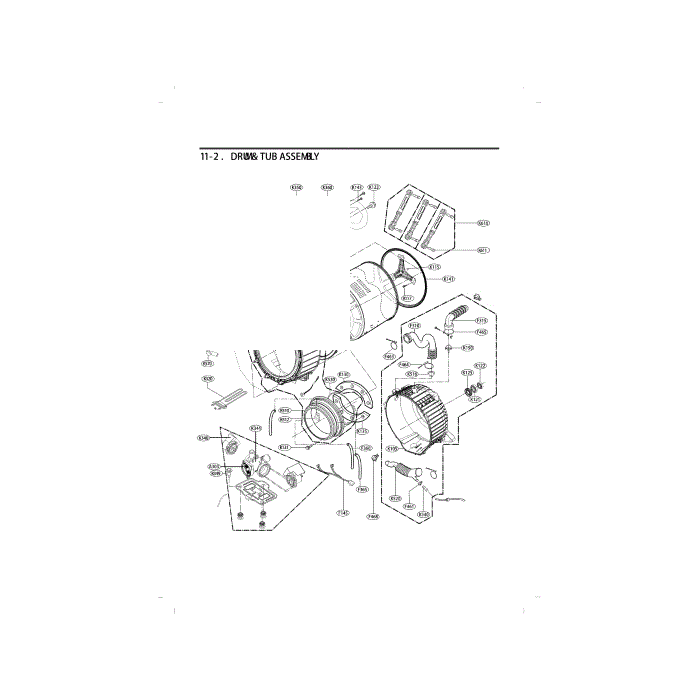 Drum And Motor Diagram and Parts List for WM4270HWA 01 LG Washer