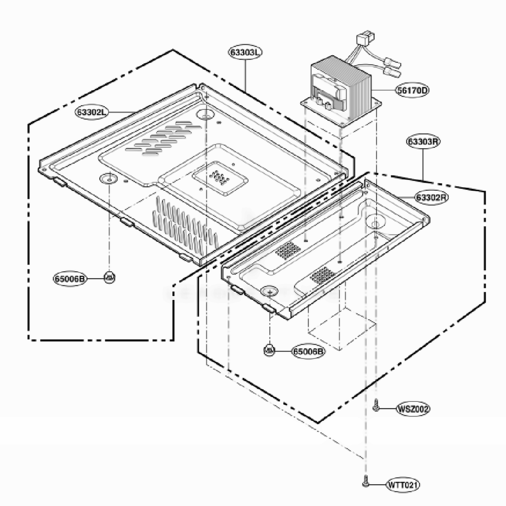 Base Plate Parts Diagram and Parts List for GT4185SKS AS1EWRP LG Wall Oven