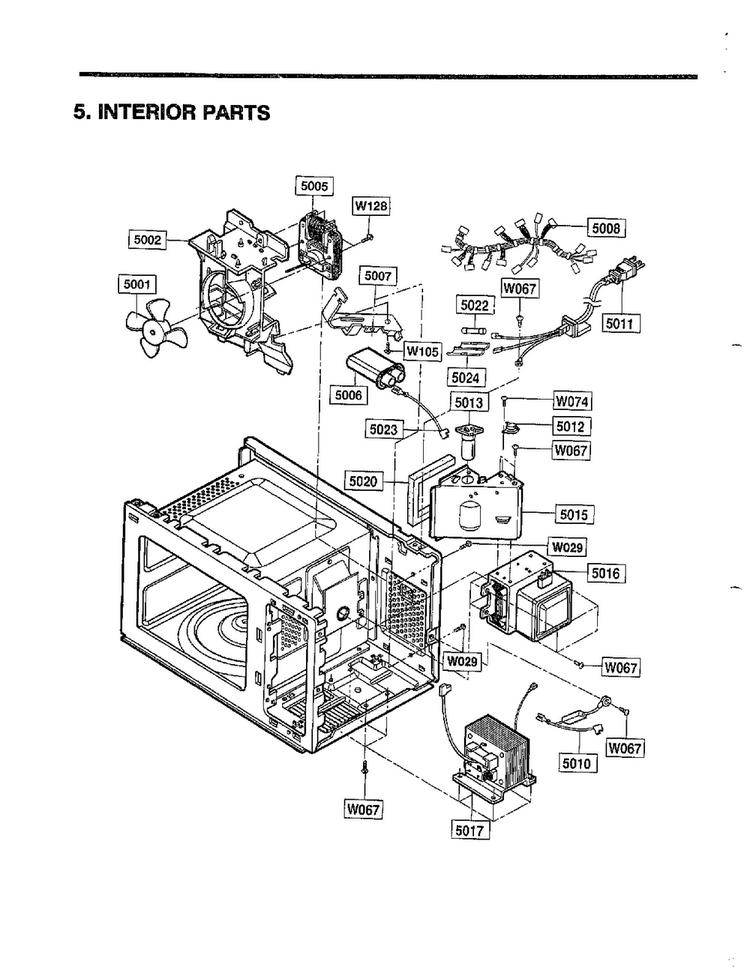 Complete Microwave Assembly Page 6 Diagram and Parts List for MA-1164M  LG Microwave